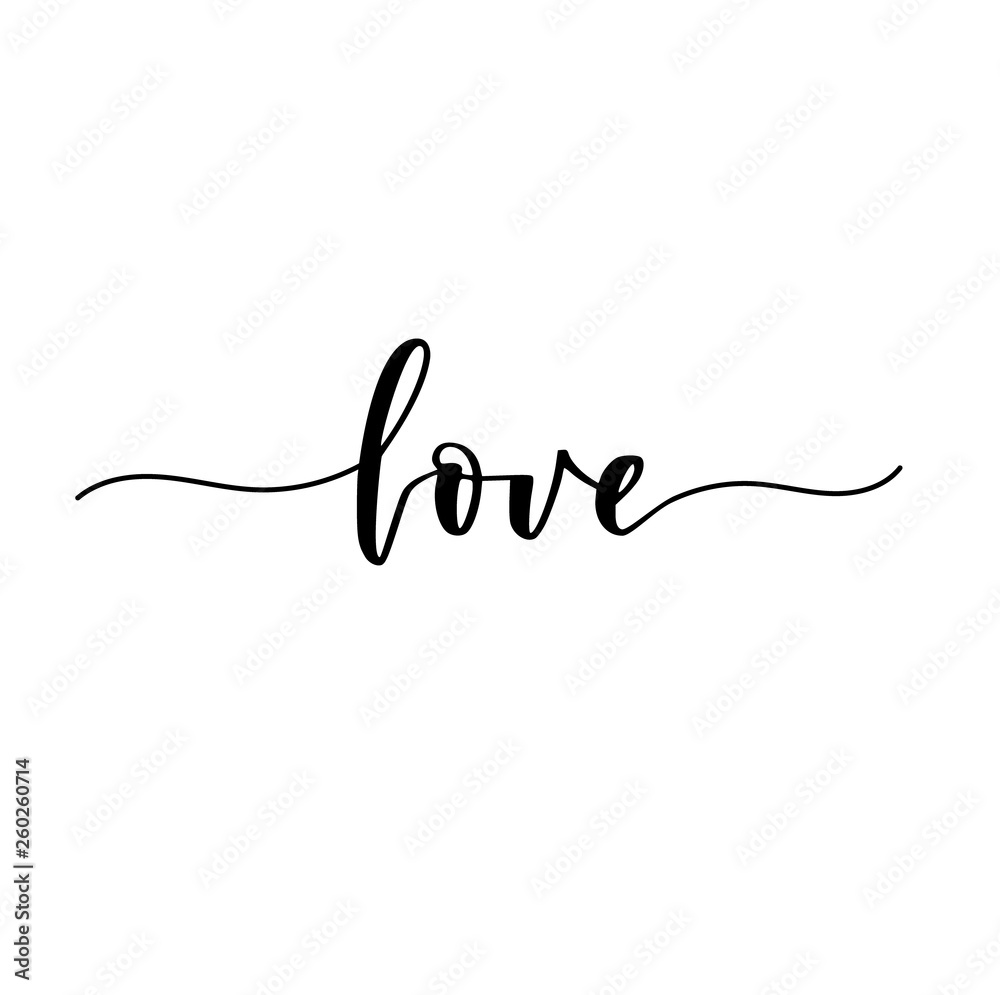 Love vector romantic calligraphy design for weddings or family home decor