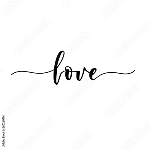 Love vector romantic calligraphy design for weddings or family home decor