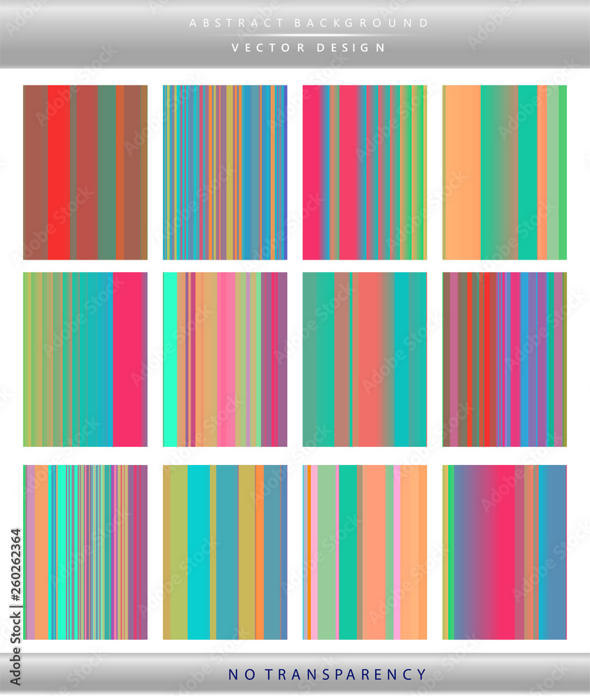 Set of colorful vertical striped lines pattern backgrounds. Ideal for brochure & flyer cover template and business cards.