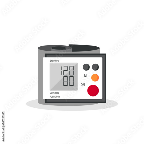 Blood pressure monitor in flat style, vector