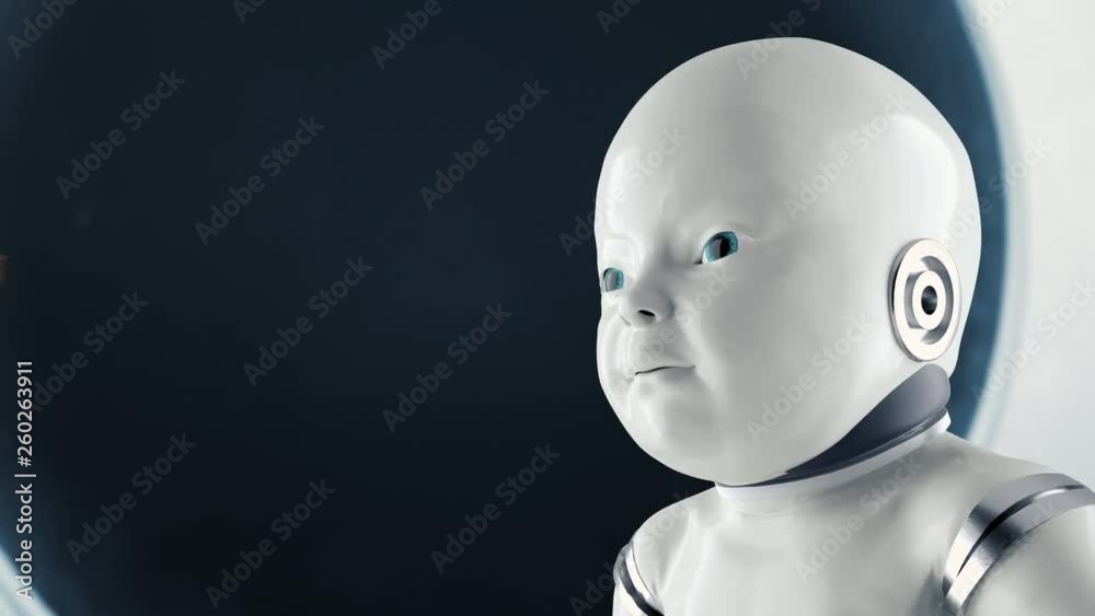 Concept of Futuristic Humanoid Children in the Style of Metal and Wires. Hi Tech Electronic Portrait Kid in Sci-fi Humankind White Isolated Scene. Realistic Earth Background. 4K Rendering 3d Computing Concept of Futuristic Humanoid Children in the Style of Metal and Wires. Hi Tech Electronic Portrait Kid in Sci-fi Humankind White Isolated Scene. Realistic Earth Background. 4K Rendering 3d Computing