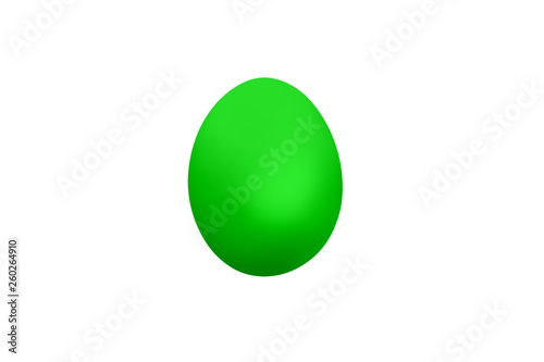Green easter egg isolated on white background