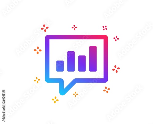 Chart icon. Report graph or Sales growth sign in speech bubble. Analysis and Statistics data symbol. Dynamic shapes. Gradient design analytical Chat icon. Classic style. Vector