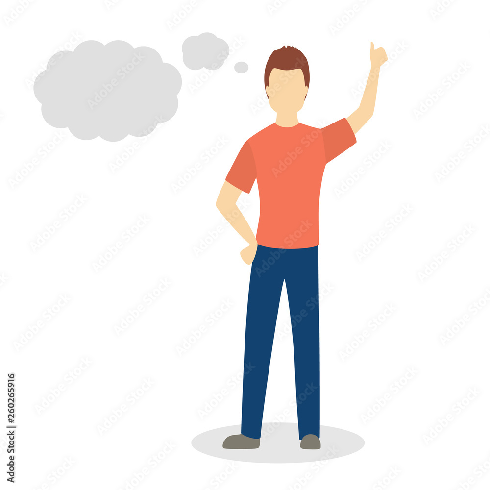 Man in casual clothes standing and talking with speech Man in casual clothes standing and talking with speech