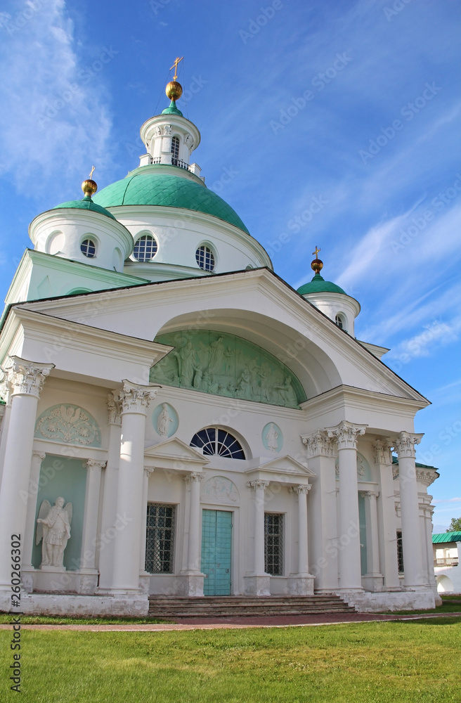 Dimitrievsky Cathedral of the Spaso-Yakovlevsky Dimitriev (St. Jacob Savior) monastery in a summer day, Rostov Velikiy, Russia.