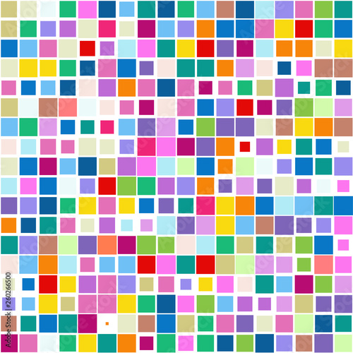 Mosaic of a bright colorful squares on a white background