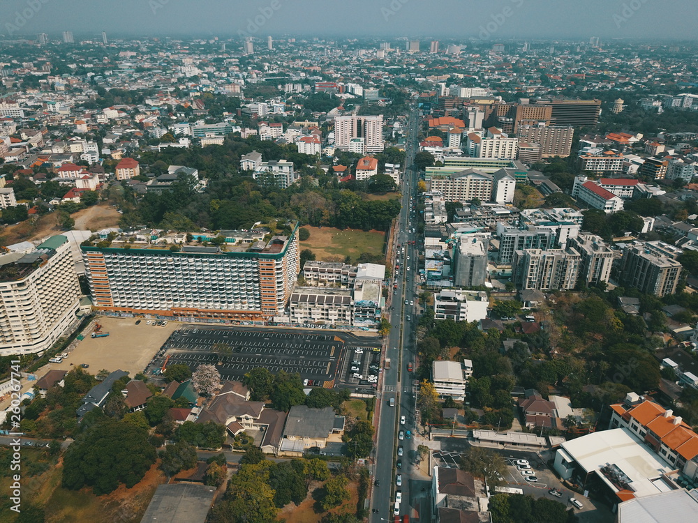 Fototapeta premium aerial view of Chiangmai city