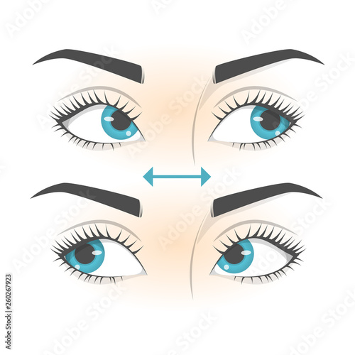 Eye exercise. Movement for eyes relaxation. Eyeball, eyelash