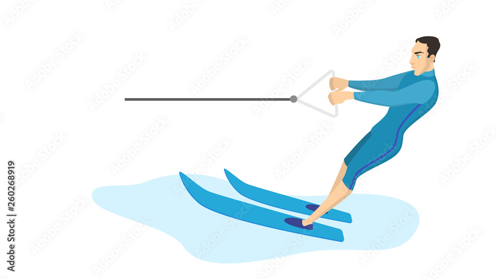 Water ski concept. Man in swimming costume.