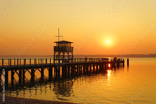 Sunset at the sea bridge in Glücksburg (Baltic Sea), Schlewig-Holstein,Germany © Pixelheld