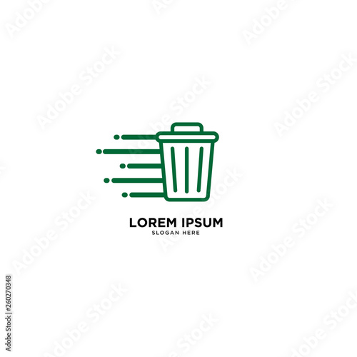 recycle trash green leaf simple line logo template vector illustration icon element isolated - Vector