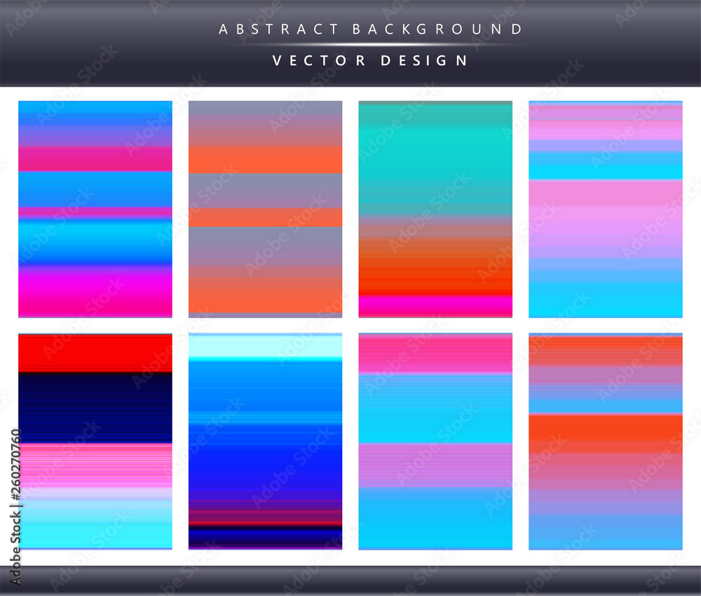 Set of colorful horizontal striped lines pattern backgrounds. Ideal for brochure & flyer cover template and business cards.