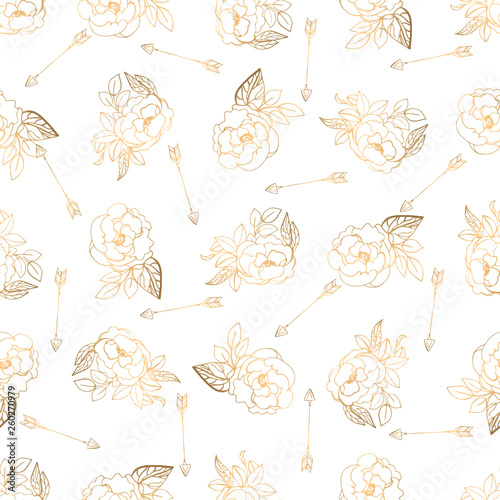 Hand drawn seamless pattern with floral elements