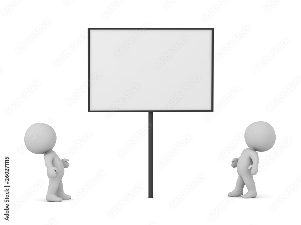 3D Characters Looking Up at a Large Sign 3D Characters Looking Up at a Large Sign