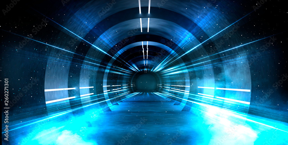 Abstract tunnel, corridor with rays of light and new highlights ...