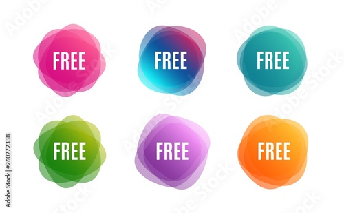 Blur shapes. Free symbol. Special offer sign. Sale. Color gradient sale banners. Market tags. Vector