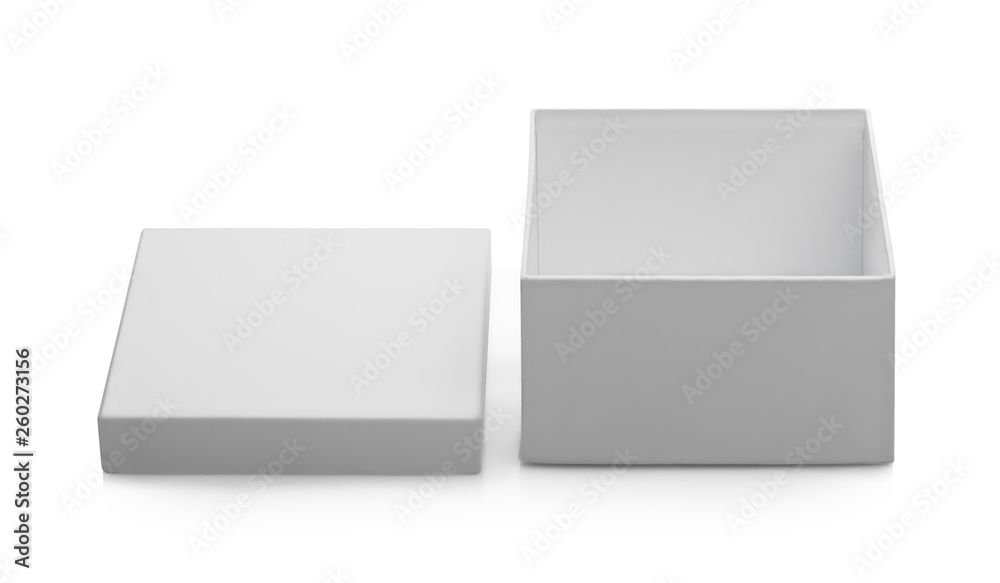 white open box isolated with clipping path and shadows white open box isolated with clipping path and shadows