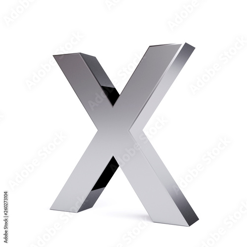Metal letter X. Collection. 3d image