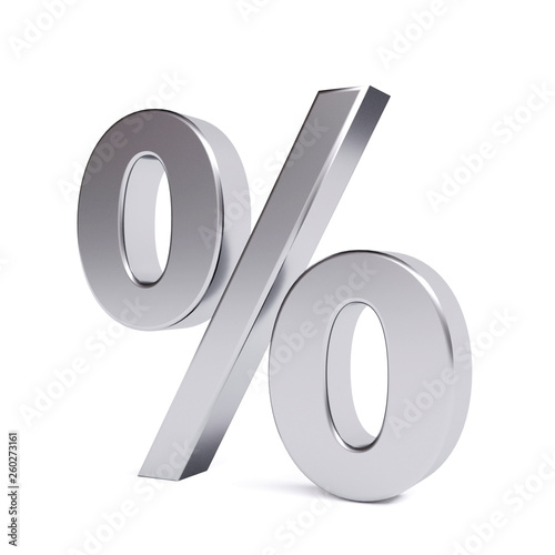Metal percent symbol. 3d image