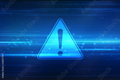 Warning icon in digital background. The attention icon. Danger symbol. Alert icon