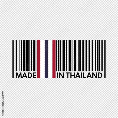 barcode made in thailand, vector illustration on transparent background