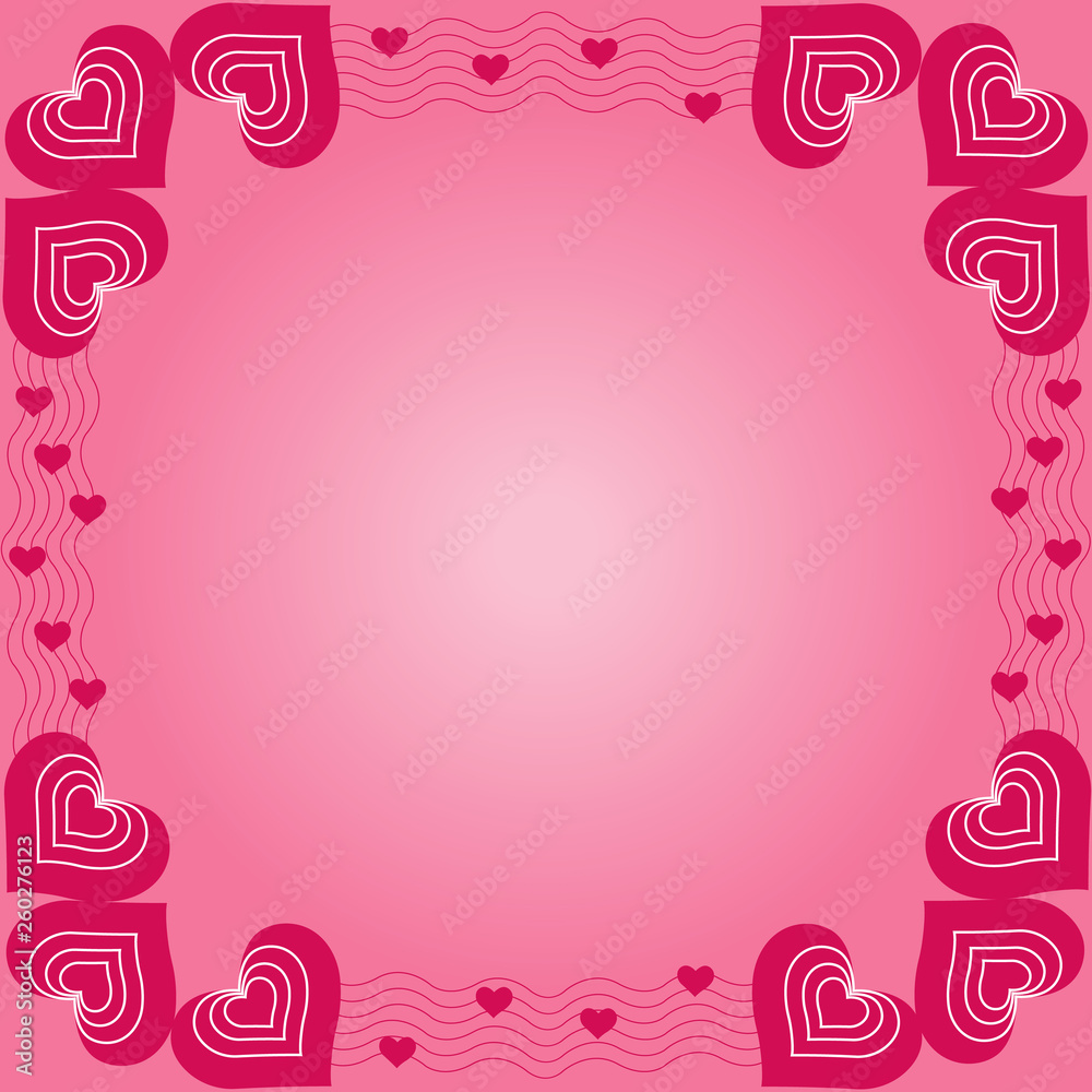 Valentines day background frame with heart shaped ornament. Heart Frame with space for Text.