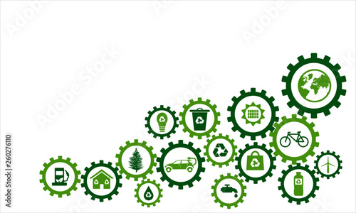 Infography sprocket ecological icons