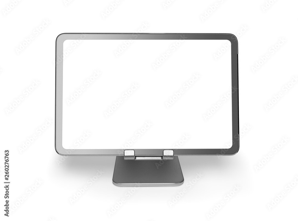 tablet computer with blank screen on an aluminum stand tablet computer with blank screen on an aluminum stand