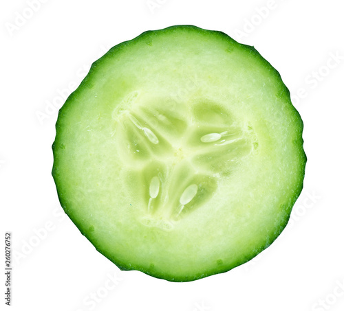 fresh cucumber slice isolated on white with clipping path