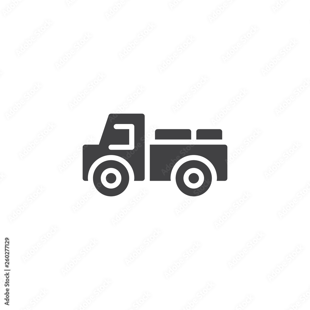 Milk delivery truck vector icon. filled flat sign for mobile concept and web design. Farm truck glyph icon. Agriculture symbol, logo illustration. Pixel perfect vector graphics