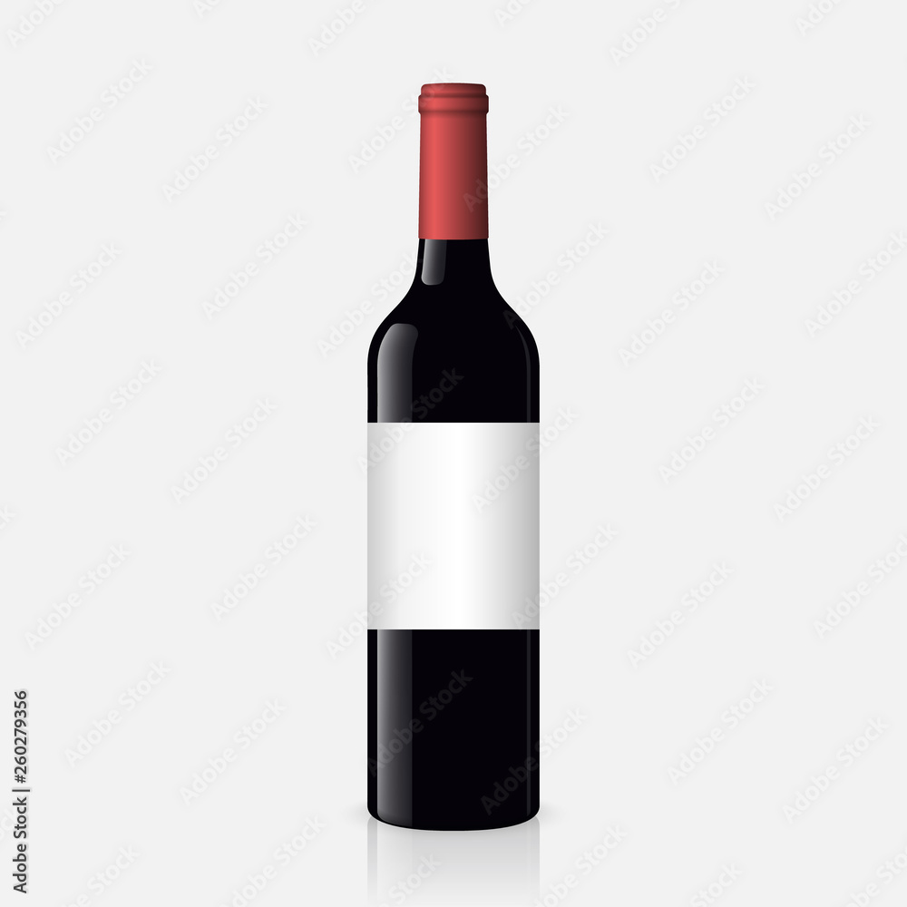 wine bottle on white background