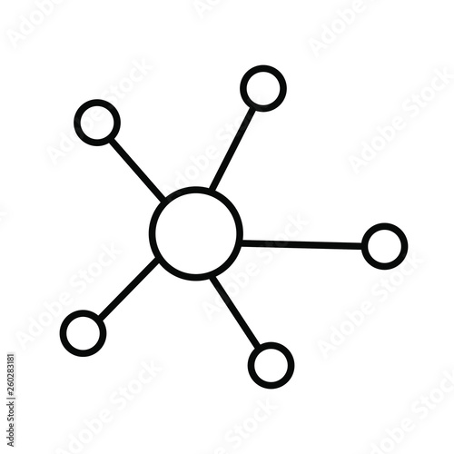 Molecule line vector icon isolated on white background. Black outline symbol