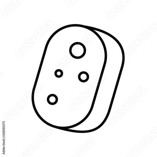 Bath sponge cream line vector icon isolated on white background. Black outline symbol