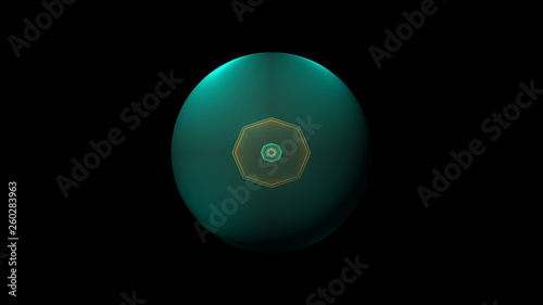 Sphere with surface with neon effect are in space   modern abstract 3d rendering backdrop