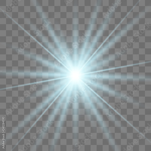 Star blue explodes on transparent background.