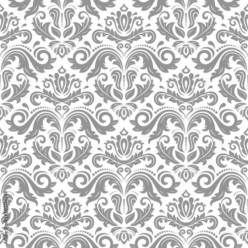 Orient classic silver pattern. Seamless abstract background with vintage elements. Orient background