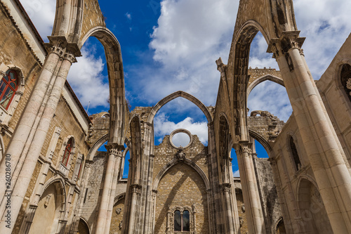 Ruins of the destroyed Carmo Church - Lisbon Portugal