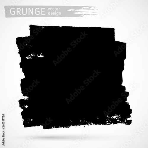Black ink brush strokes background. Freehand drawing. Grunge abstract design element isolated on white background. Text frame template. Vector illustration EPS 10.