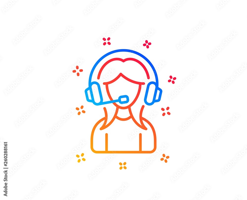 User Support line icon. Female Profile sign. Woman Person silhouette symbol. Gradient design elements. Linear support icon. Random shapes. Vector User Support line icon. Female Profile sign. Woman Person silhouette symbol. Gradient design elements. Linear support icon. Random shapes. Vector