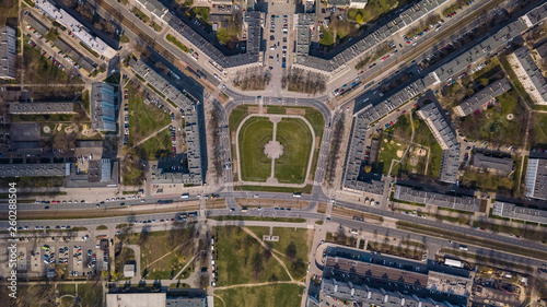 Central Square in Nowa Huta from a bird s eye view  Krakow  Poland