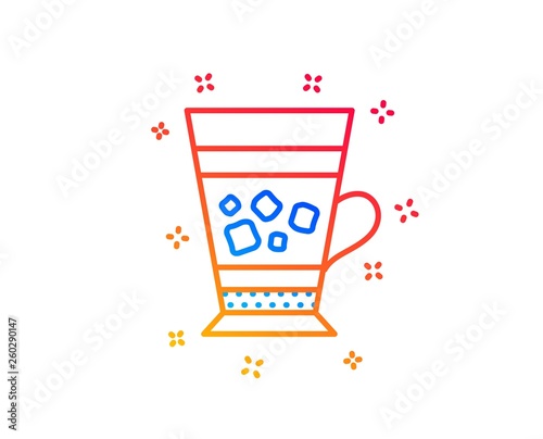 Frappe coffee icon. Cold drink sign. Beverage symbol. Gradient design elements. Linear frappe icon. Random shapes. Vector