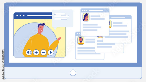 Live Conference, Chat Flat Vector Illustration