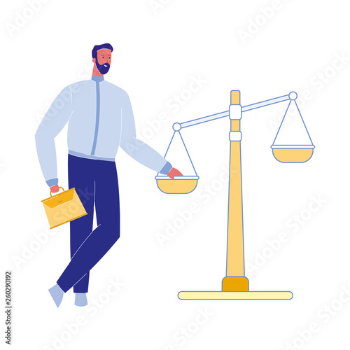 Lawyer with Justice Scales Vector Illustration