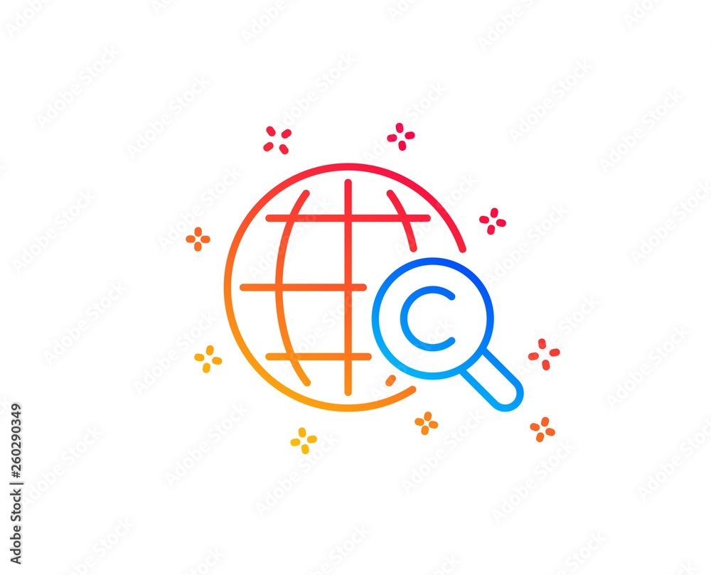 Fototapeta premium International Ð¡opyright line icon. Copywriting sign. World symbol. Gradient design elements. Linear international Ð¡opyright icon. Random shapes. Vector