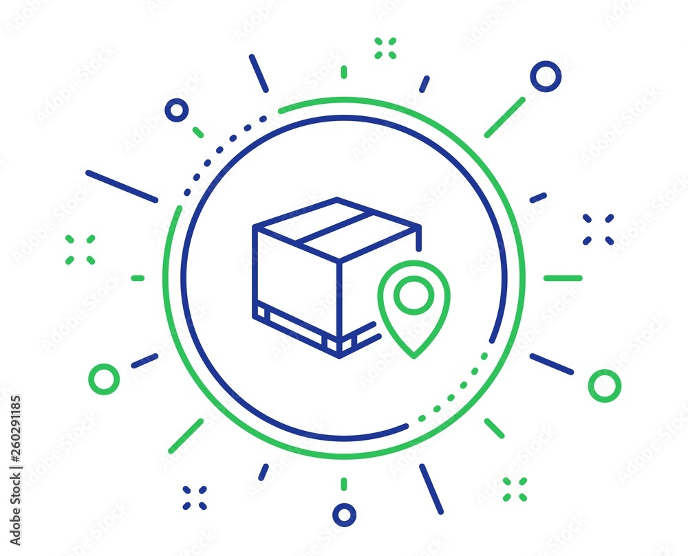 Obraz premium Parcel tracking line icon. Delivery monitoring sign. Shipping box location symbol. Quality design elements. Technology parcel tracking button. Editable stroke. Vector