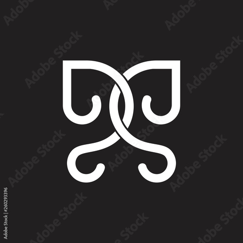 letters dd linked curves line loop design logo