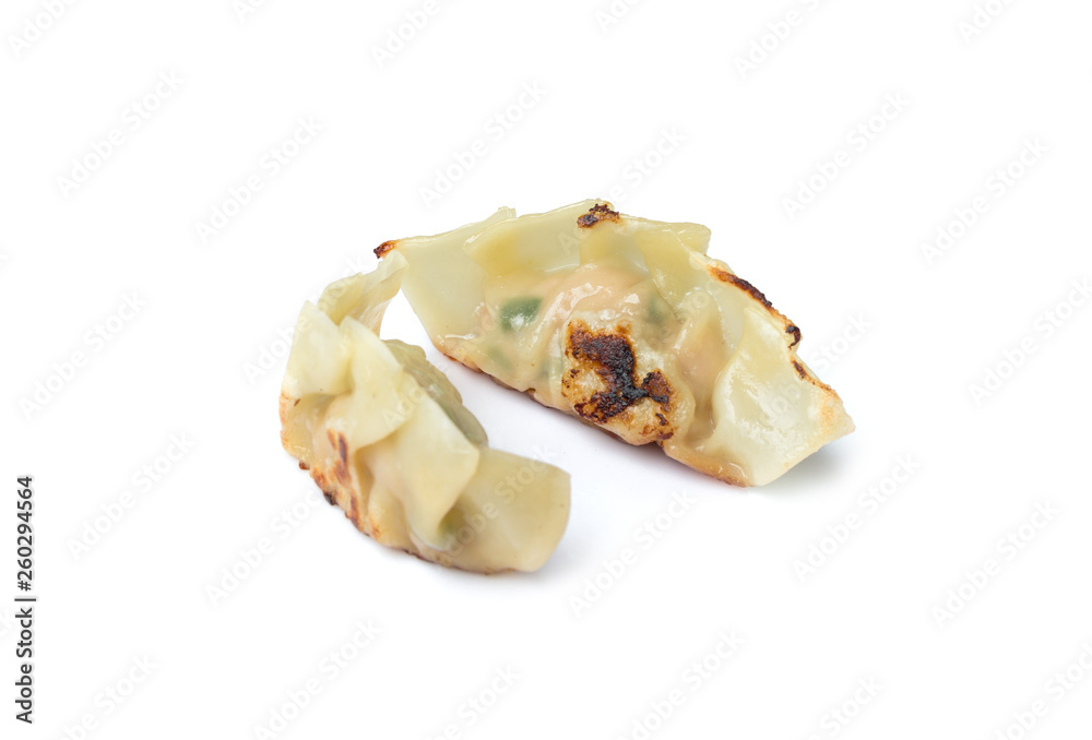 fried dumplings or gyoza isolated on white background fried dumplings or gyoza isolated on white background