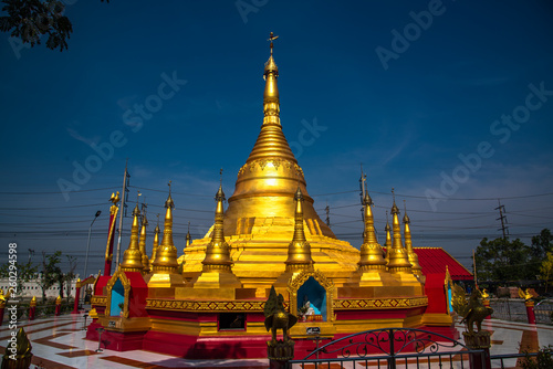 Golden Pagoda with blue sky.