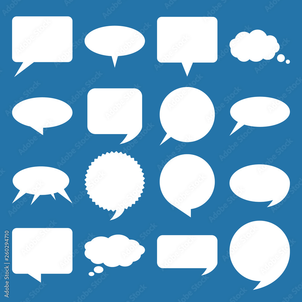 White flat speech and think bubbles set. Vector design elements White flat speech and think bubbles set. Vector design elements