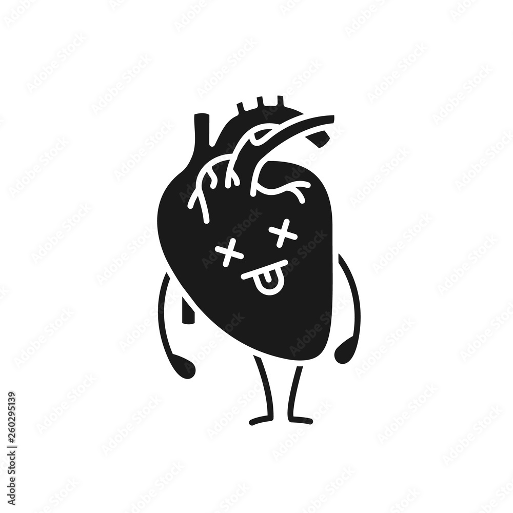 Dead human heart emoji glyph icon Stock Vector Adobe Stock